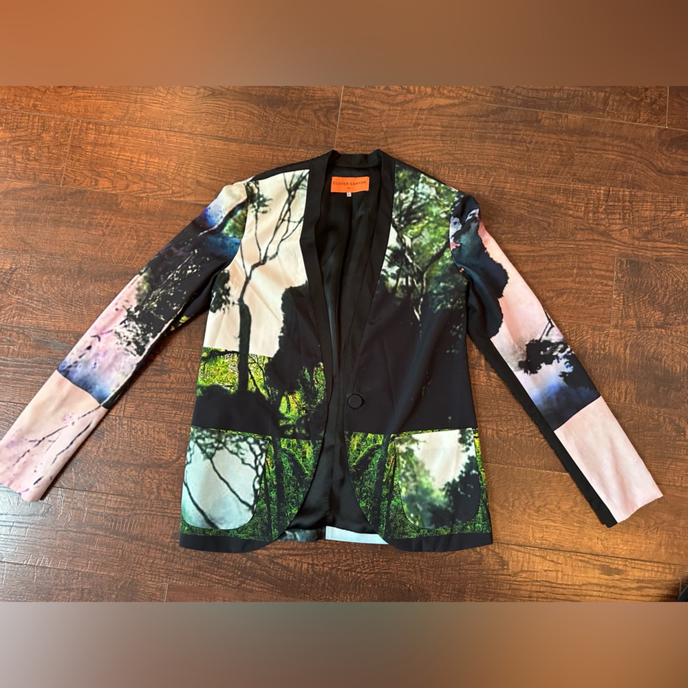 Clover Canyon Blazer with photos of trees graphics